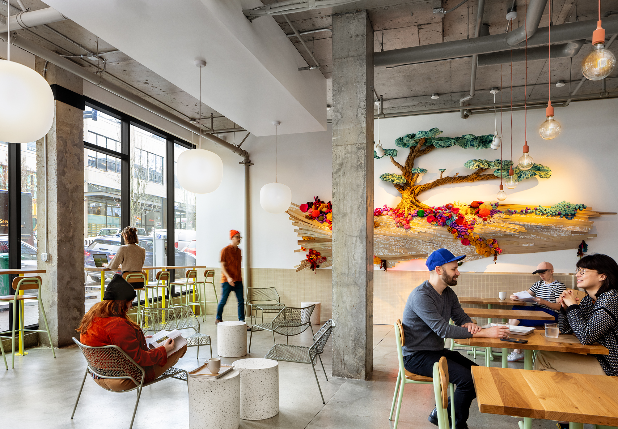 Interior view of coffee shop.