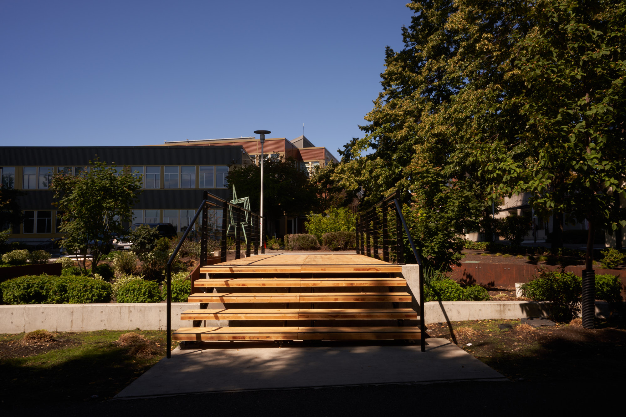 Front of stairs.